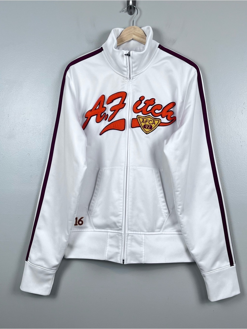 Vintage Y2K Abercombie & Fitch Men's Track Jacket with Raised Embroidery Size XL